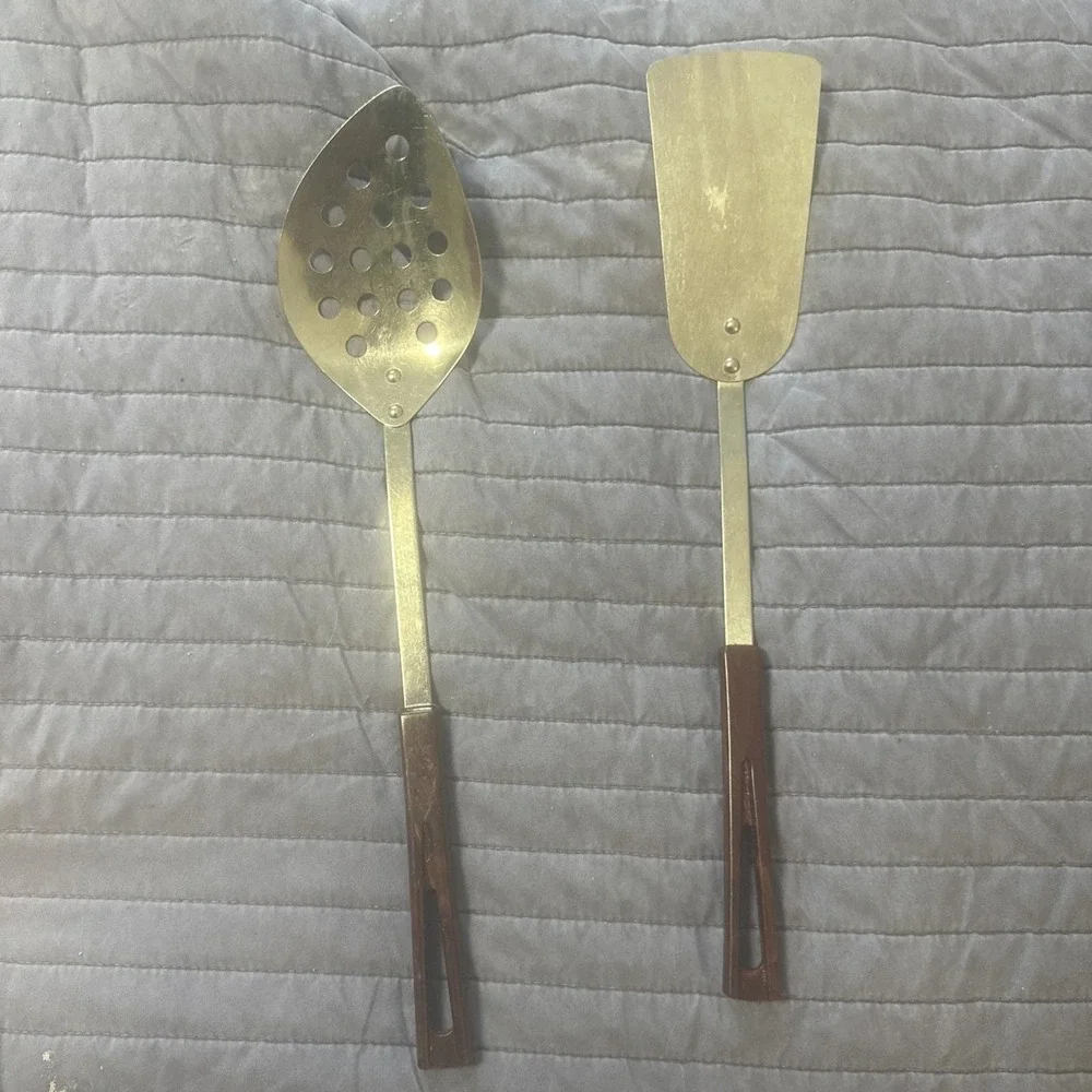 2 Vintage MCM Stanley StanHome Kitchen Utensils Bakelite Handle Spatula Spoons
